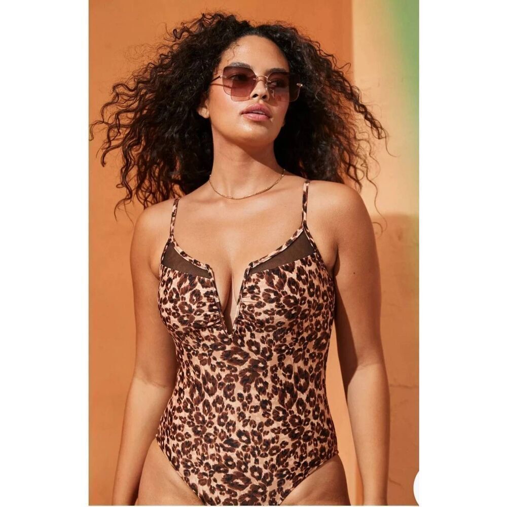 Aerie V Wire Leopard Print Swim Suit New With Tags